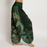 Elastic Waist Lotus Koi Pants