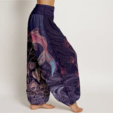 Elastic Waist Lotus Koi Pants