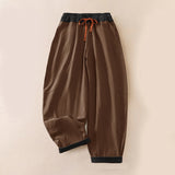 Buddha Stones Spring Casual Drawstring Solid Cotton Women's Harem Pants With Pockets