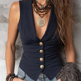Retro-Button Peter Pan Collar Vest