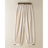 Buddha Stones Plain Cotton Drawstring Women's Harem Pants With Pockets