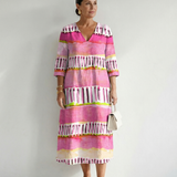 Calla | Easy Flow Patterned Stripe Midi Dress