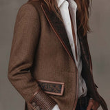 Herringbone Tweed Blazer With Printed Panels