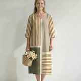 Soren | Light Mixed Stripe Midi Dress