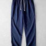 Short Sleeve Linen Look Stand Collar Shirt & Straight Leg Linen Pants
