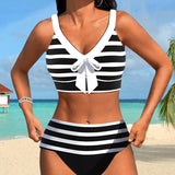 Martina™ | Dryžuotas aukšto liemens bikinis