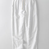 Stripe Button Up Knit Shirt & Straight Leg Linen Pants