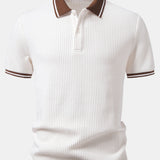 Contrast Stripe Trim Waffle Polo & Slim Fit Tapered Trousers
