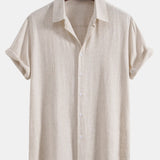 Linnen Rayon Mix Knopen Shirt & Rechte Pijpen Linnen Broek
