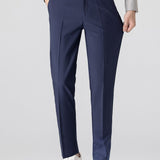 Contrast Trim Ribbed Johnny Collar Knit Polo & Slim Fit Tapered Trousers