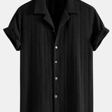 Textuur Jacquard Cubaanse Shirt & Kreukel Textuur Rechte Pantalon