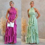 Celestia Ruffled Halter Maxi Dress
