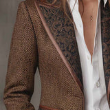 Herringbone Tweed Blazer With Printed Panels