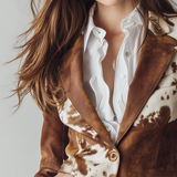 Vintage Cow Skin Printted Eco-friendly Suede Blazer
