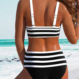 Martina™ | Dryžuotas aukšto liemens bikinis