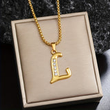 Crystal Accent Initial Necklace | Gold
