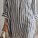 Relaxed Striped Oversized Blue & White Shirt Mini Dress