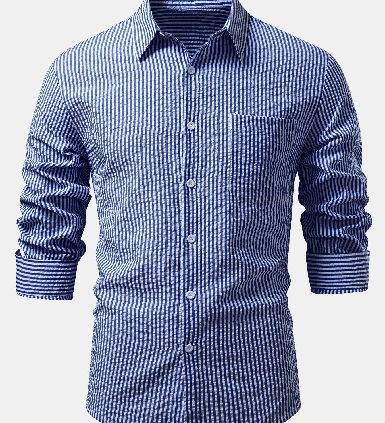 Striped Button-Up Seersucker Shirt