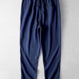 Short Sleeve Linen Look Stand Collar Shirt & Straight Leg Linen Pants