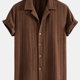 Textuur Jacquard Cubaanse Shirt & Kreukel Textuur Rechte Pantalon