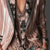 Bohemian Satin-Stripe Tailored Blazer