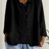 Amélie Rousseau | Sky Breeze Button Linen Jacket with Relaxed Elegance For Women