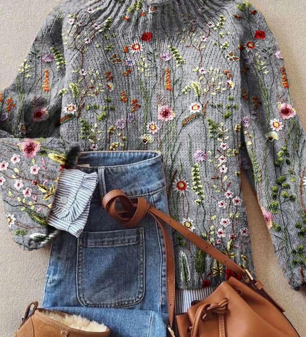 Maurine™ | Vintage floral Knit Jumper