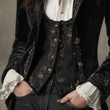 Elegant Black Velvet Embroidered Blazer