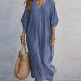 Blue Pinstripe Minimalist Long Dress