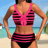 Martina™ | Dryžuotas aukšto liemens bikinis