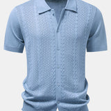 Twisted Jacquard Button Up Knit Shirt & Crinkle Textured Drawstring 5" Shorts