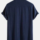 Linnen Rayon Mix Knopen Shirt & Rechte Pijpen Linnen Broek