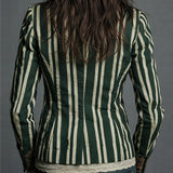 Bohemian Floral Print Cotton And Linen Striped Blazer