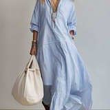Blue Stripe Relaxed Shirt Maxi Dress