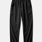 Geometric Jacquard Open Knit Polo & Crinkle Textured Straight Leg Pants