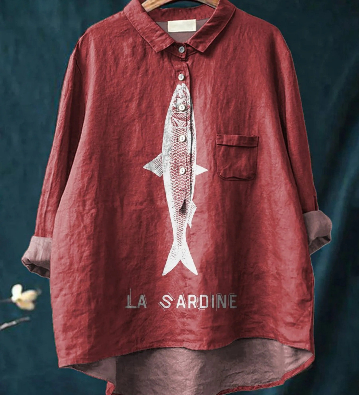 Sophie | Sardine Fish Graphic Printed Women's Casual Shirt