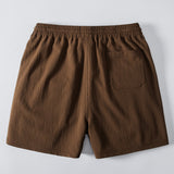 Twisted Jacquard Button Up Knit Shirt & Crinkle Textured Drawstring 5" Shorts