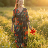 Cyrus | Calm Drape Floral Midi Dress