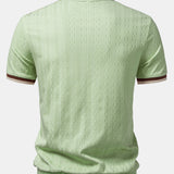 Contrast Trim Textured Zipper Knit Polo & Slim Fit Tapered Trousers