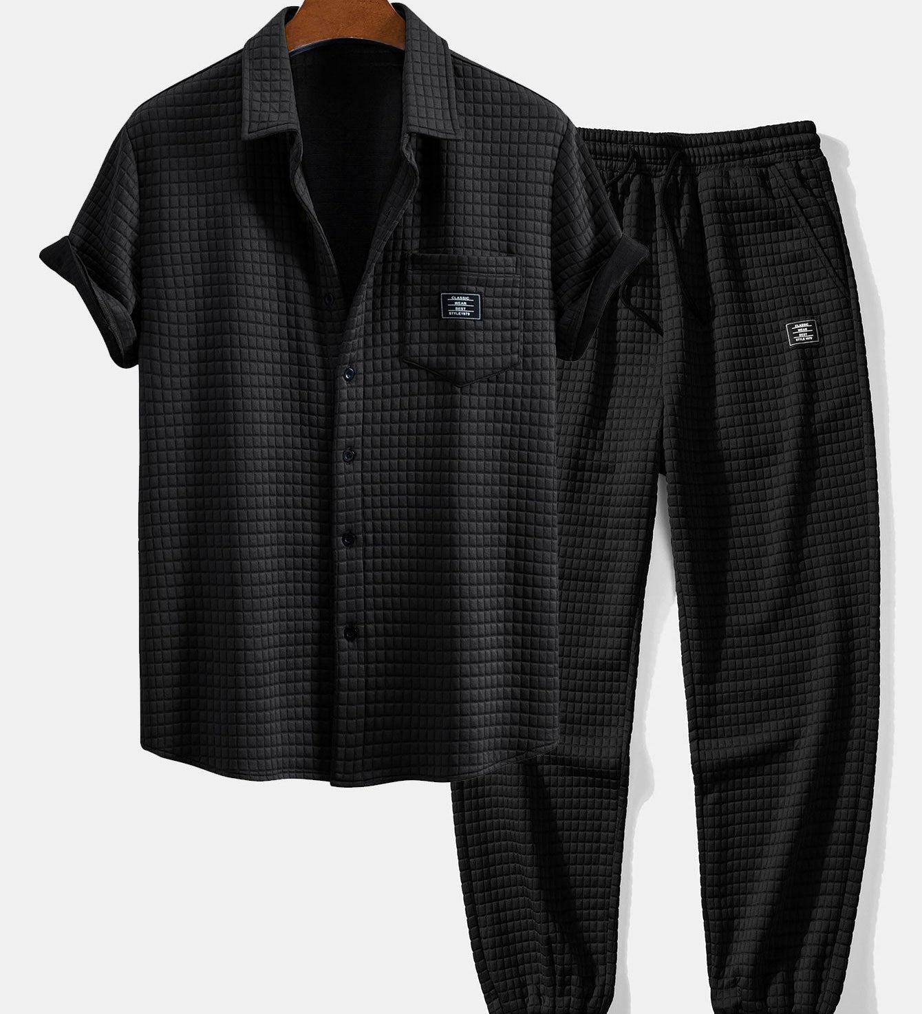 Korte Mouw Wafelshirt & Trekkoord Wafel Joggingbroek