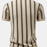 Stripe Button Up Knit Shirt & Straight Leg Linen Pants