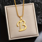 Crystal Accent Initial Necklace | Gold