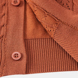 Twisted Jacquard Button Up Knit Shirt & Crinkle Textured Drawstring 5" Shorts