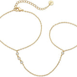 Beaded Handchain Bracelet | Gold