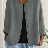 Amélie Rousseau | Sky Breeze Button Linen Jacket with Relaxed Elegance For Women