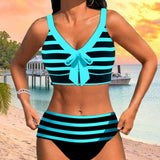 Martina™ | Dryžuotas aukšto liemens bikinis