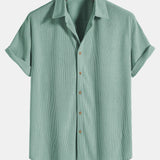 Corduroy Button Short Sleeve Shirt