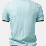 Contrast Trim Textured Zipper Knit Polo & Slim Fit Tapered Trousers
