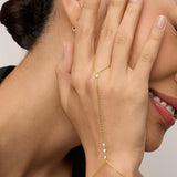 Beaded Handchain Bracelet | Gold