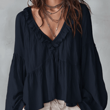 Airy Vintage-Inspired Ruffle Soft Ruffle Bohemian Blouse